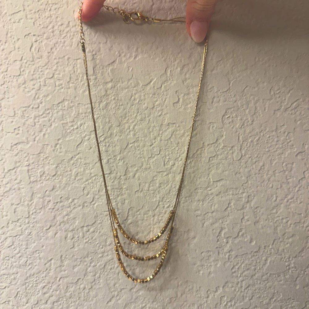 3 Layer Gold Beaded Necklace